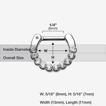 Detail View 1 of Glistening Multi-Gem Septum Clicker-Clear Gem
